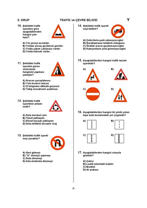 Özel Direksiyon Hocası EHLİYET SINAV SORULARI 5