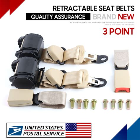 2 Universal 3 Point Retractable Seat Belts Fit For Ford F150 1975 2017