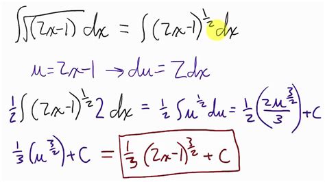 Integral Using U Substitution With A Radical Expression Youtube