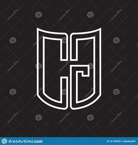 CG Logo Monogram With Ribbon Style Outline Design Template Stock Vector