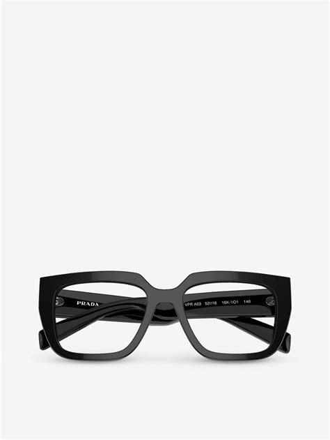 Prada Square Frame Acetate Optical Glasses In Black Endource