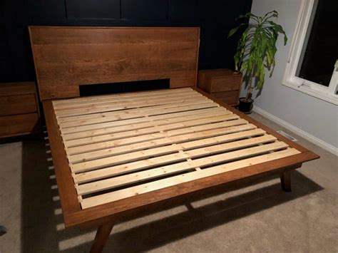 Mid Century Solid Cherrywood Bed Frame – Natural Mattress