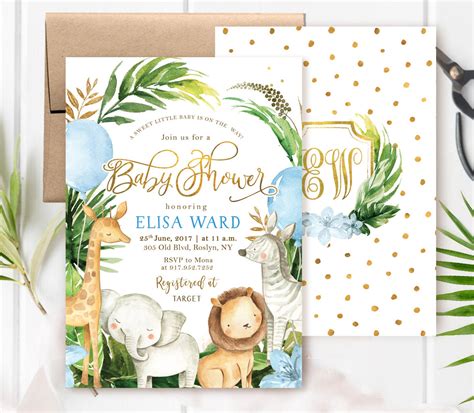 Safari Baby Shower Invitation Boy Baby Shower Invite | Etsy