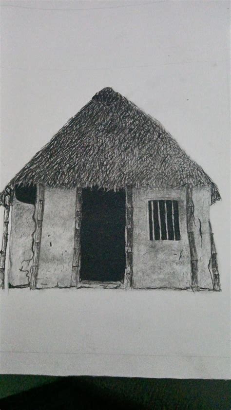 Thatch house drawing | House drawing, House styles, Thatched house