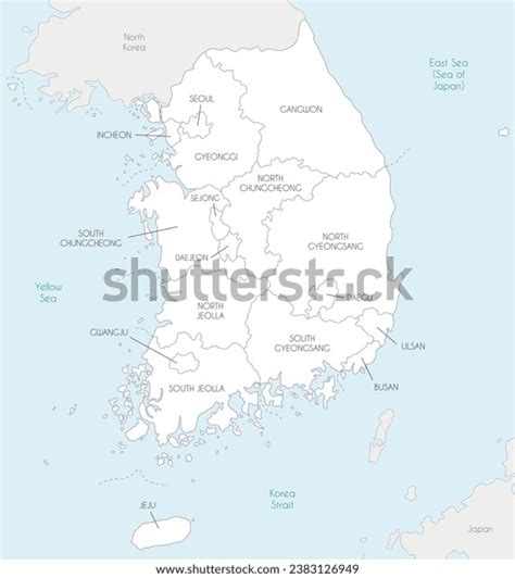 Vector Map South Korea Provinces Metropolitan Stock Vector (Royalty ...