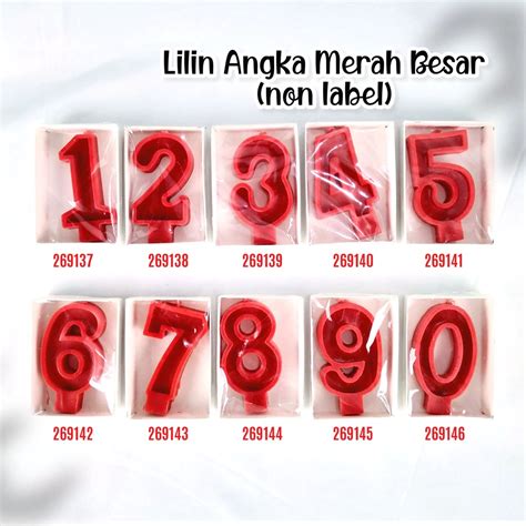 Jual Lilin Angka Merah Besar Non Label Tanpa Card Bal Pcs