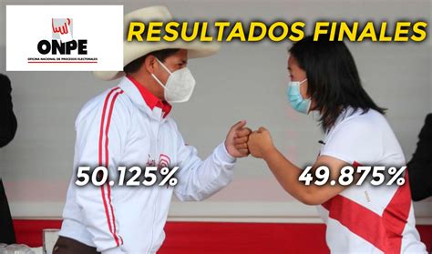 ONPE Resultados Finales Al 100 De Actas Contabilizadas Dan A Pedro