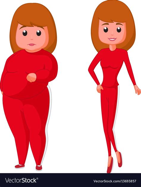 Fat Woman And Lean Girl Cartoon Royalty Free Vector Image