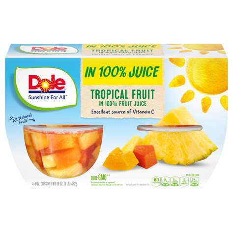 Save On Dole Fruit Cups Tropical Fruit In 100 Juice 4 Ct Order