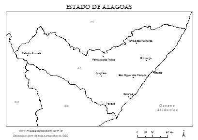 Mapa De Alagoas Mapas Para Colorir