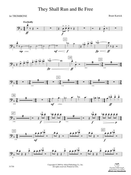 They Shall Run And Be Free 1st Trombone By Concert Band Digital