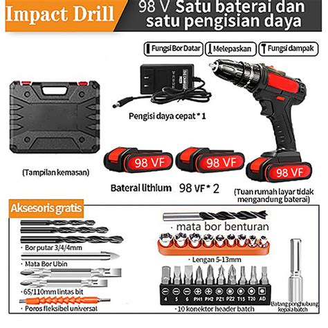 Jual Vf Mesin Bor Impact Drill Bor Baterai Bor Tanpa Kabel Bor