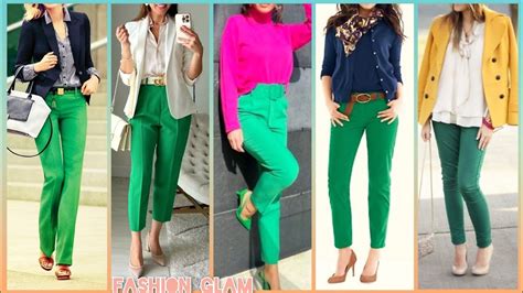 Ladies Best Combination Of Green Pants Outfits 2024green Pants And Color