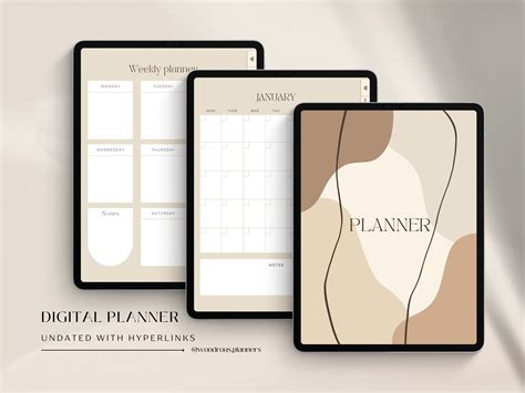 Brown Aesthetic Digital Planner Undated Goodnotes Planner Ipad