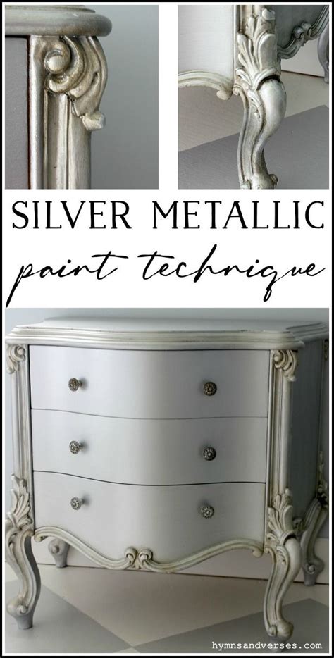 Easy Silver Metallic Paint Technique for French Nightstand