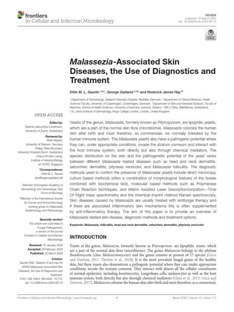 Malassezia Associated Skin Diseases The Use Of Diagnostics And