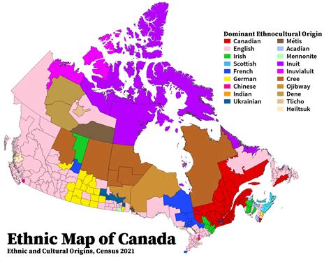 Ethnic Map of Canada, 2021 : r/MapPorn