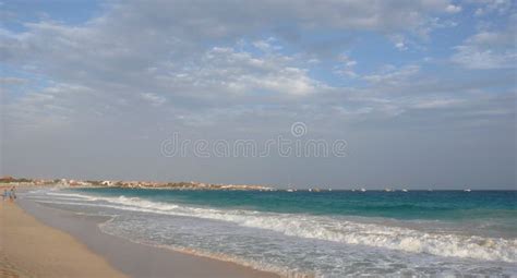 Tourists Enjoy Walking Along the Tropical Beaches in Cape Verde on Sal ...