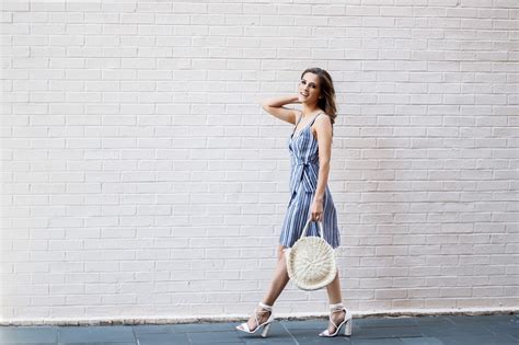 Blue Stripe Wrap Dress The Dainty Darling