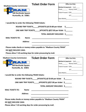 Fillable Online Madisoncountyal Ticket Order Form Ticket Order Form