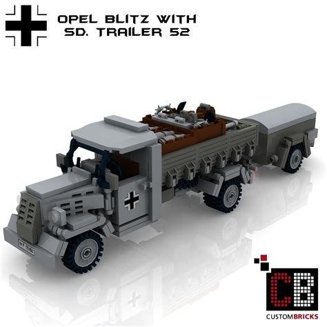 CUSTOMBRICKS De LEGO Custom WW2 Ruine Wespe Opel Blitz SdKfz 251 9C