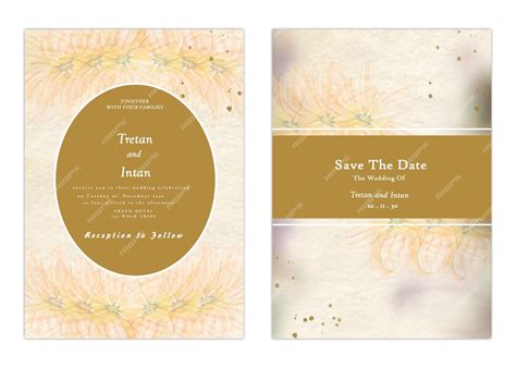 Premium Psd Wedding Invitation Template Set With Flowers Premium Vector