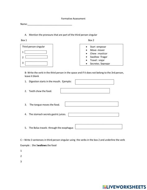 Third Person Singular Of The Verbs In Present Tense Online Exercise For Live Worksheets