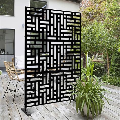 Elevens Outdoor Privacy Screen Metal Privacy Screen With Stand