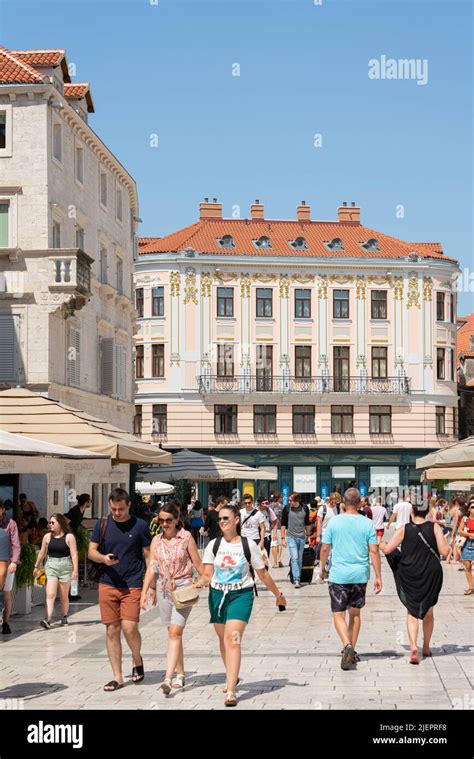 Split Croatia July 30 2021 Busy Streets Of Downtown Old Center Of