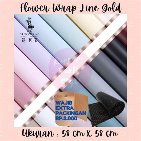 Lembar Korean Kertas Bunga Line Gold Frame Baru Flower Wrapping