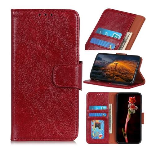 Funda De Cuero Con Textura De Napa Para Iphone 15 Rojo Con Ofertas En