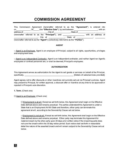 Free Commission Agreement Template Pdf And Word Legal Templates