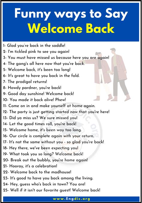 50+ Funny Ways to Say Welcome Back - EngDic