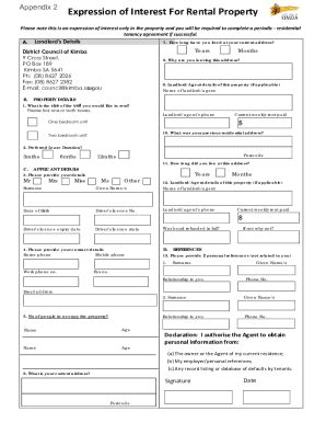 Fillable Online Expression Of Interest For Rental Property Fax Email