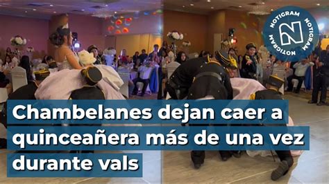 El show debe continuar Chambelanes dejan caer a quinceañera más de