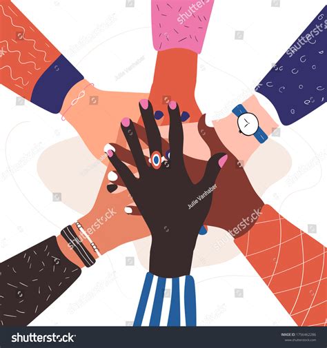 Colorful Concept Hands Diverse Group People Stock Vector Royalty Free