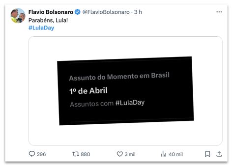 LulaDay oposição associa Dia da Mentira a Lula neste 1º de abril