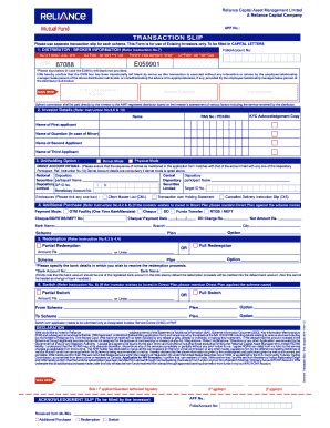 Fillable Online Reliance Common Trnx Slip Pdf Fax Email Print PdfFiller