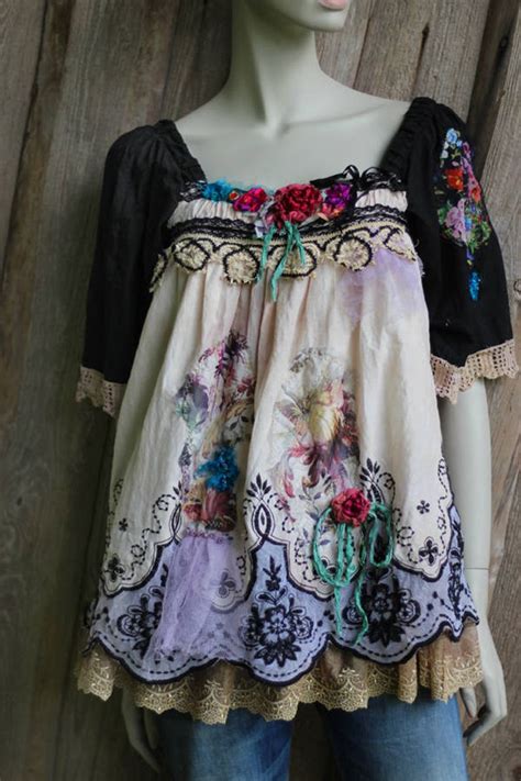 Ornamental Tunic Top Shabby Chic Whimsy Bohemian Top Etsy