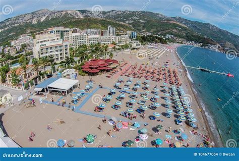 Aerial View of Becici Beach in Budva Town, Montenegro Editorial Stock ...