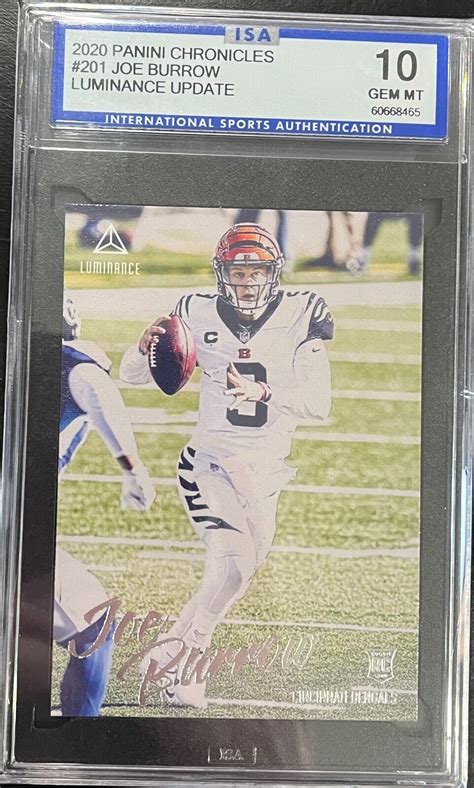 2020 Chronicles 201 Joe Burrow Rookie RC ISA Gem Mint 10 EBay