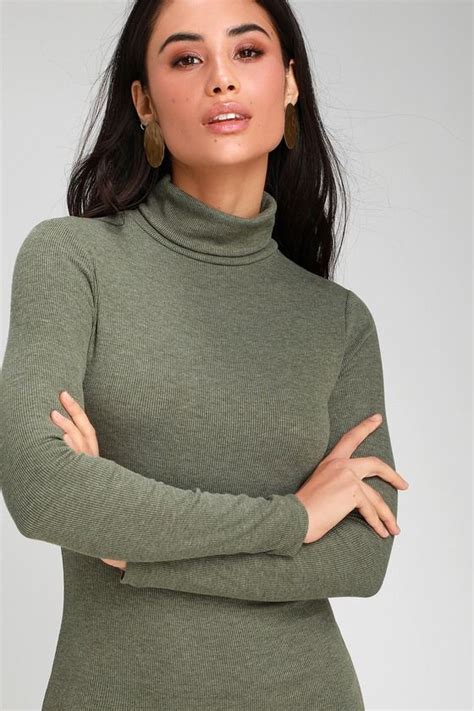 Phenomenal Feeling Olive Green Long Sleeve Bodycon Dress Long Sleeve