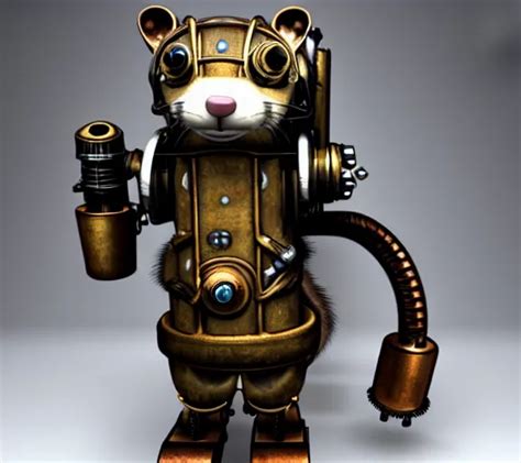 Steampunk Ferret Shaped Mech Steampunk Steam Stable Diffusion