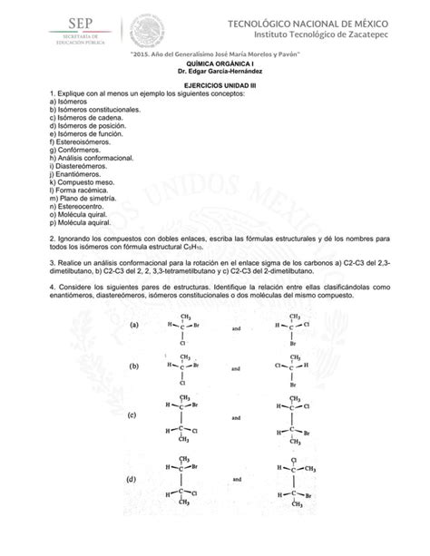 Ejercicios Unidad Iii Isomer A Pdf