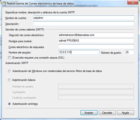 Configurar El Servicio De Mail En Sql Server