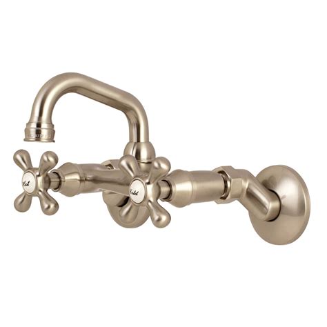 Kingston Brass Kingston Ks212sn Two Handle 2 Hole Wall Mount Bar Faucet Brushed Nick Wall