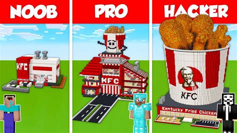 KFC FAST FOOD RESTAURANT HOUSE BUILD CHALLENGE NOOB Vs PRO Vs HACKER