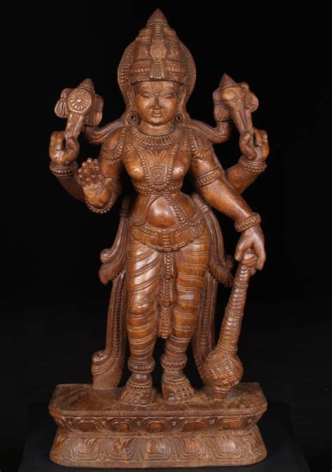 Vishnu Statue Holding Gada 36 59w17f Lotus Sculpture