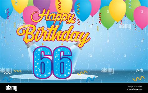 Happy Birthday 66 Greeting Card Candle Lit In The Form Of A Number