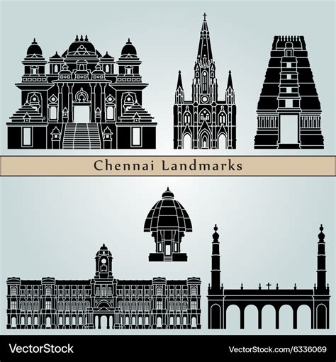 Chennai landmarks and monuments Royalty Free Vector Image